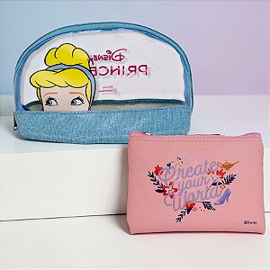 Necessaire 2 em 1 - Cinderela - Disney Original - 1 unidade - Zona Criativa - Rizzo