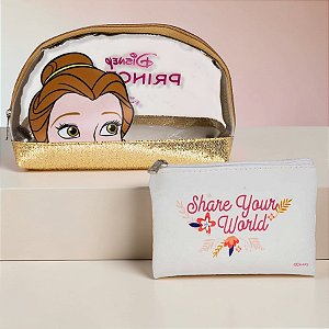 Necessaire 2 em 1 - Bela - Disney Original - 1 unidade - Zona Criativa - Rizzo