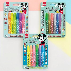 Conjunto Cola Glitter Metálica, Neon e Brilha no Escuro - Mickey Mouse - Disney Original - 1 unidade - DAC Art - Rizzo