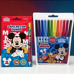 Conjunto Canetinha e Lápis de Cor Jumbo - Mickey Mouse - Disney Original - 1 unidade - Molin - Rizzo