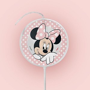 Vela Plana Adesivada Pick - Minnie Mouse Rosa - 1 unidade - Disney Original - Rizzo