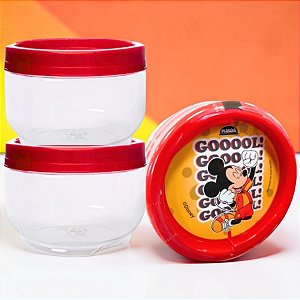 Conjunto Organizador Gire e Trave - Mickey Futebol - Vermelho - 155ml - Disney Original - 1 unidade - Plasútil - Rizzo