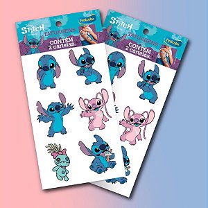 Tatuagem Temporária para Pele - Stitch e Angel - Disney Original - 12 unidades - FestColor - Rizzo