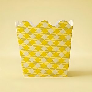 Cachepot de Papel Xadrez - Amarelo - Festa Junina - 9,5x9x9,5cm - 8 unidades - Rizzo