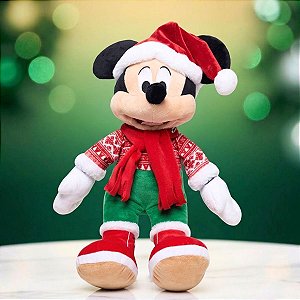 Pelúcia Mickey Mouse de Natal - Verde e Vermelho Cachecol - 45cm - Disney Original - 1 unidade - Cromus - Rizzo