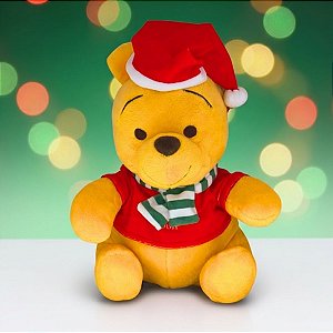 Pelúcia Ursinho Pooh de Natal - 16cm - Disney Original - 1 unidade - Cromus - Rizzo