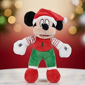 Pelúcia Mickey Mouse de Natal - Verde e Vermelho - 19cm - Disney Original - 1 unidade - Cromus - Rizzo