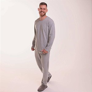 Pijama Masculino Longo Cinza Mescla