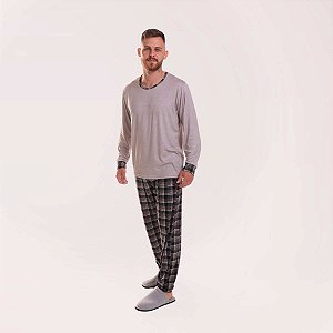 Pijama Masculino Longo Xadrez Suede