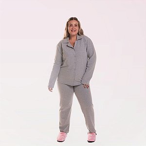 Pijama Feminino Longo Felpado com Botões