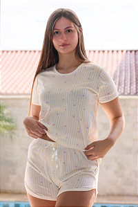 Pijama Feminino Verão Candy Listrado