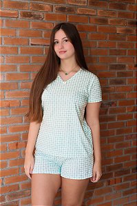 Pijama Feminino Verão Verde Xadrez