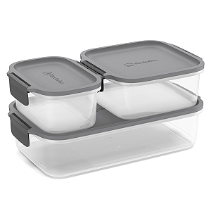 Conjunto 3 Potes Herméticos Plástico Electrolux Retangular Cinza