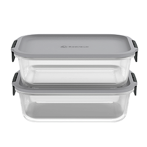 2 Potes Herméticos de Vidro 1,5L Retangular Empilháveis Electrolux