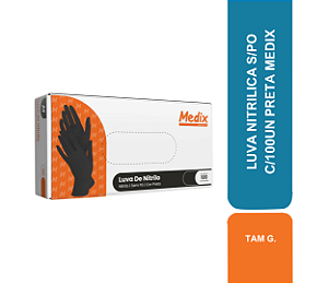 LUVA NITRILICA S/PO C/100UN PRETA TM(G) MEDIX