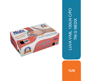 LUVA VINIL 100UN C/PO TM G MEDIX
