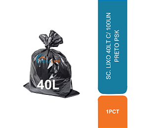 SC. LIXO 40LT C/ 100UN PRETO PSK