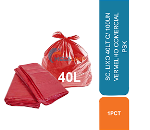 SC. LIXO 40LT C/ 100UN VERMELHO COMERCIAL PSK
