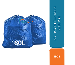 SC. LIXO 60LT C/ 100UN AZUL PSK