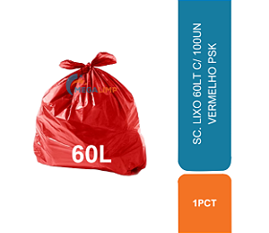 SC. LIXO 60LT C/ 100UN VERMELHO PSK