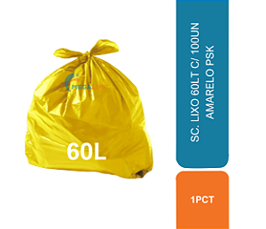 SC. LIXO 60LT C/ 100UN AMARELO PSK