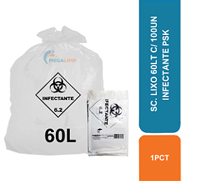 SC. LIXO 60LT C/ 100UN INFECTANTE PSK COD 80512