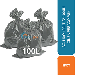 SC. LIXO 100LT C/ 100UN CINZA PESADO PSK