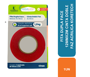 FITA DUPLA FACE 12MMX2M CINTA DOBLE FAZ ACRILICA KORETECH