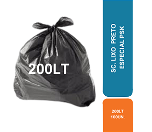 SC. LIXO 200LT C/ 100UN PRETO ESPECIAL PSK