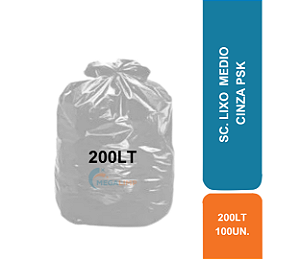 SC. LIXO 200LT C/ 100UN MEDIO CINZA PSK