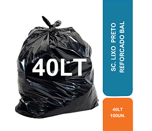 SC. LIXO 40LT C/ 100UN PRETO REFORCADO BAL