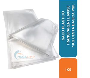 SACO PLASTICO TRANSPARENTE 60X90 1KG CESTA BASICA PSK