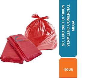 SC. LIXO 20LT C/ 100UN VERMELHO COMERCIAL MEGA