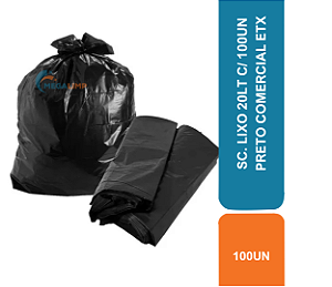SC. LIXO 20LT C/ 100UN PRETO COMERCIAL ETX