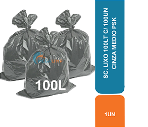 SC. LIXO 100LT C/ 100UN MEDIO CINZA PSK