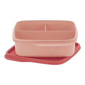Pote Hermético Basic Line com Divisória Tupperware 550ml Rosa Chá