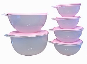 KIT Tupperware PDA Tigelas linha Criativa Rosa 6 peças