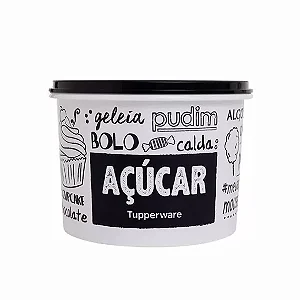 Tupper Caixa Açucar Preto e Branco 1,4kg