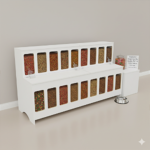 Expositor Dispenser De Ração Pet Box 18 Com Vidro Branco Cód.518