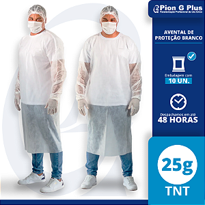 Avental de Proteção Branco em TNT em 25g - Embalagem com 10 unidades