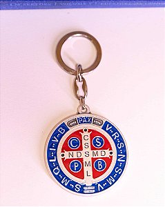 Chaveiro Medalhão São Bento - Folheado a prata