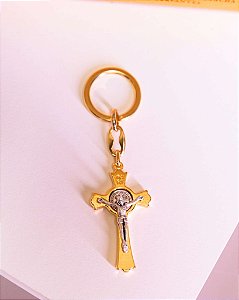 Chaveiro cruz de malta São Bento - Folheado