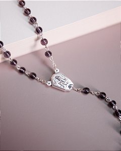 Terço Água de Lourdes 6mm - Cristal Lilás - Folheado