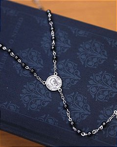 Terço de Hematita - Padre Pio - Folheado