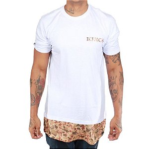 Camiseta Kings Oversized Zípper Camuflada Branca