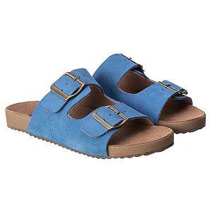 Sandálias Birken couro azul
