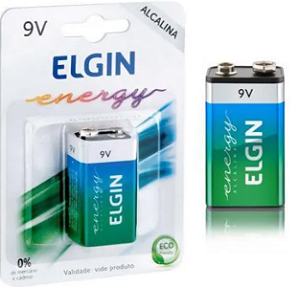 Bateria Elgin Alcalina 6LR61 9V - Unidade