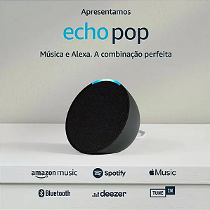Echo Pop com Alexa, Smart Speaker, Som Envolvente - Preto
