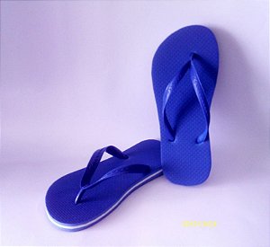CHINELO BORRACHA - AZUL COM FAIXA BRANCA