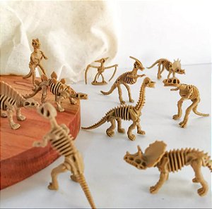 Miniaturas e flashcards de fósseis de dinossauros